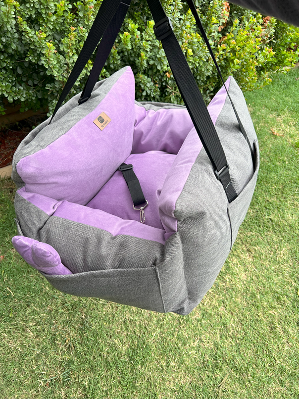 Bolso Transportador 2 en 1 para mascotas Modelo Gris Lila