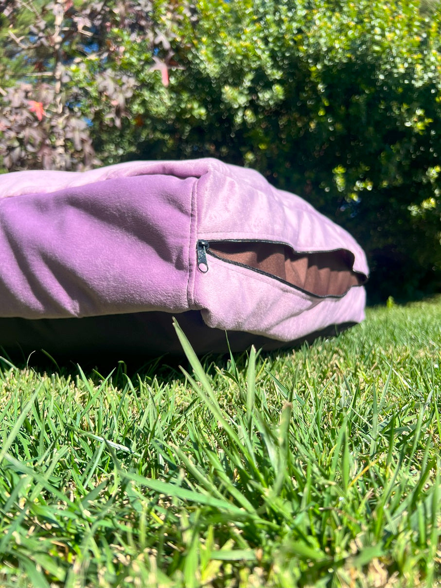 Colchón de mascota Felpa Lila con funda y base impermeable