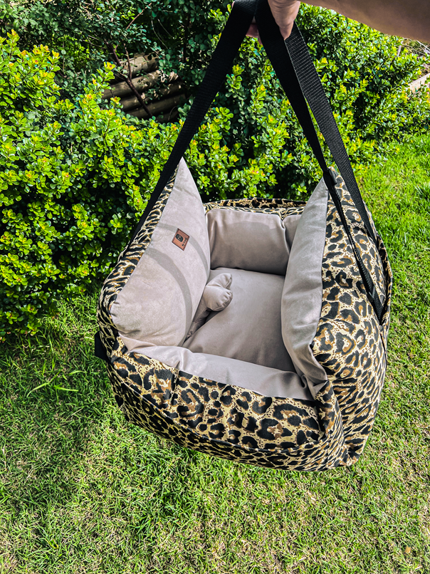 Bolso Transportador 2 en 1 para mascotas Modelo Animal Print/Beige