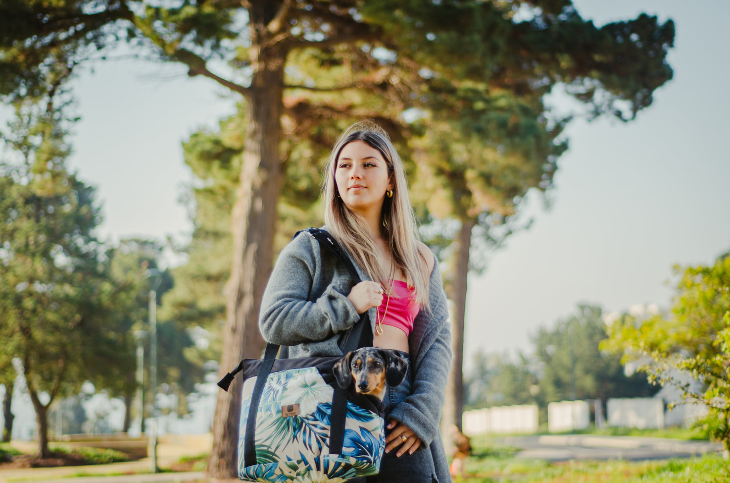 Petbag diseño flores azules